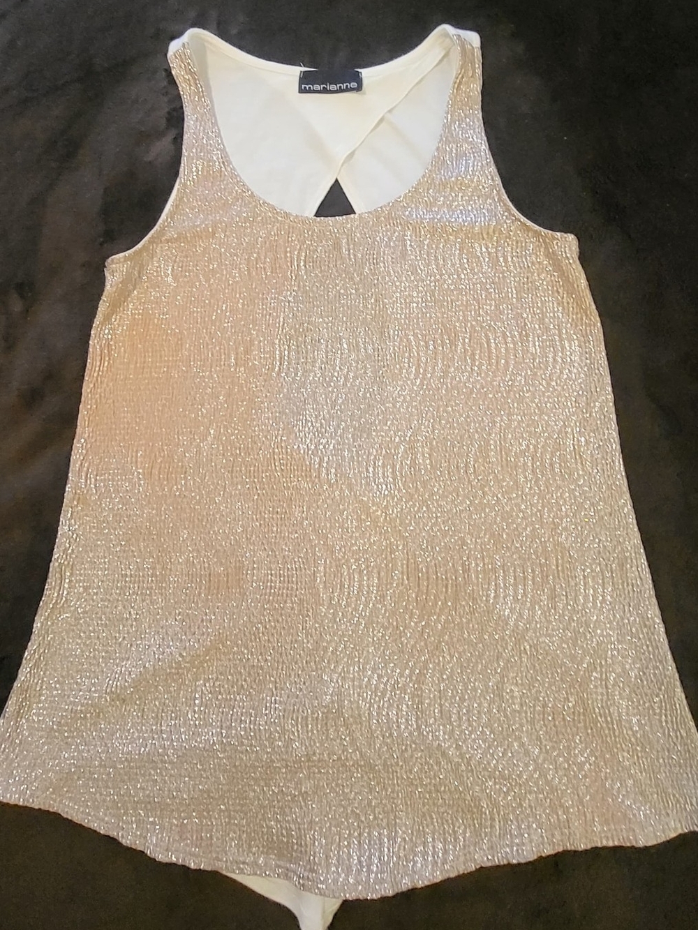 Marianne Metallic Cream Sleeveless Tank Top